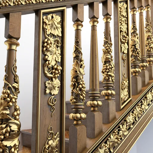Grooved Carved Staircase Baluster oak - 2