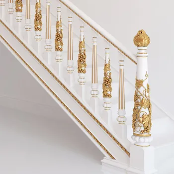 Carved Oak Grapes Newel Post, Ornate Staircase Post
