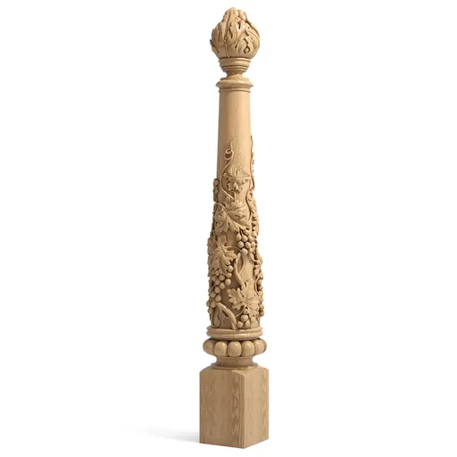 Ornate staircase post oak - 1