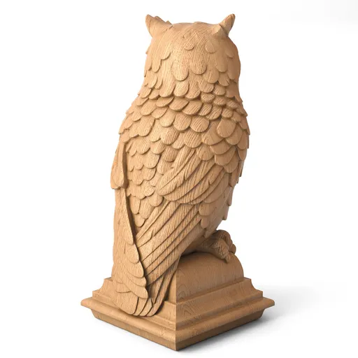 L-064-2 oak Owl finial topper
