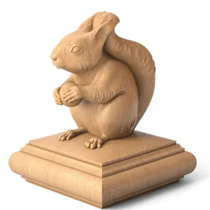 Squirrel handcrafted wooden finial topper