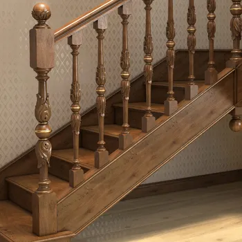Vintage beech staircase post, Carved stair parts Vintage beech staircase post, Carved stair parts