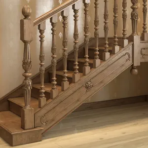 Handcrafted fluted staircase post from oak