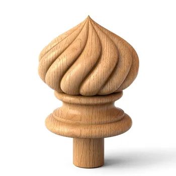 Interior wooden twisted finial, Custom stairs post cap Interior wooden twisted finial, Custom stairs post cap