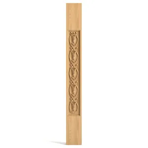 Rectangular wood balusters with lilies Art Nouveau style