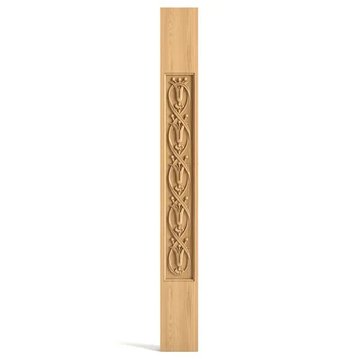 Rectangular wood balusters with lilies Art Nouveau style