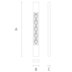 scheme of rectangular wood baluster with lilies Art Nouveau style