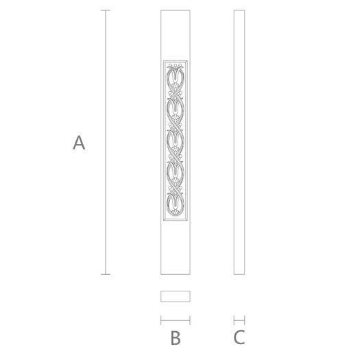 scheme of rectangular wood baluster with lilies Art Nouveau style