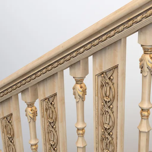 Rectangular wooden balusters with lilies upper part