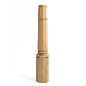 Faceted wooden stair newel post