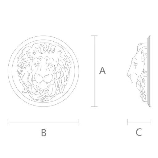 M-002 Carved lion head oak applique round - 1