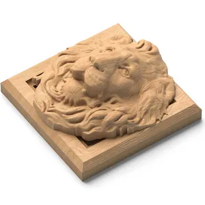 Oak Applique Lion Head Square-shaped - 1
