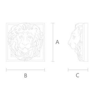 Wood Applique Lion Head Square-shaped - 1