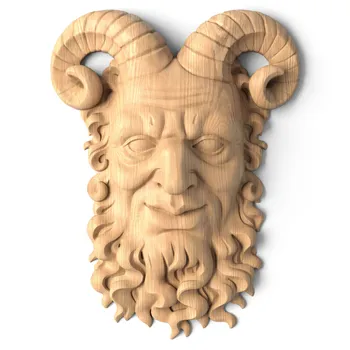 Antique carved wood satyr mask from oak Antique carved wood satyr mask from oak