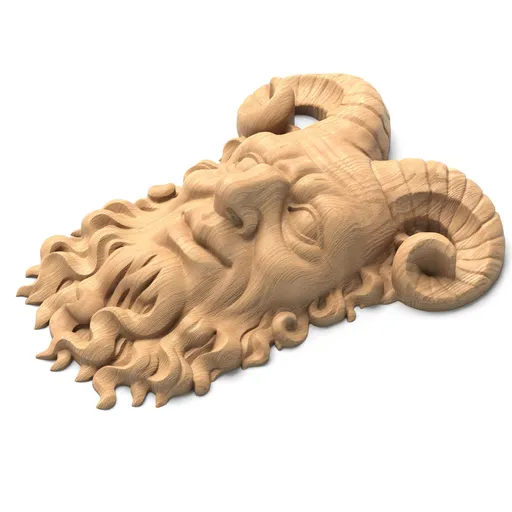 M-011 Antique carved oak satyr mask - 1