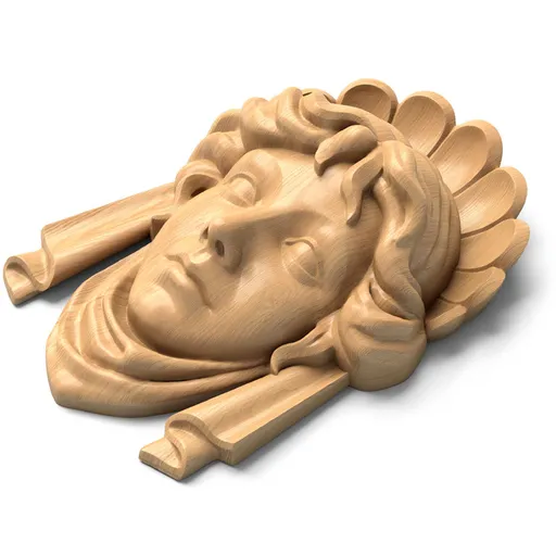 Greek goddess hand-carved oak mask - 2