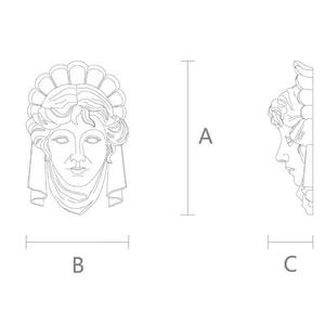 Greek goddess hand-carved oak mask - 1