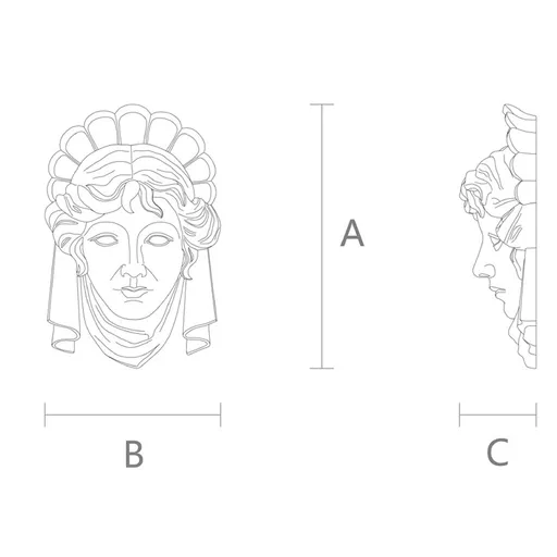 Greek goddess hand-carved oak mask - 1