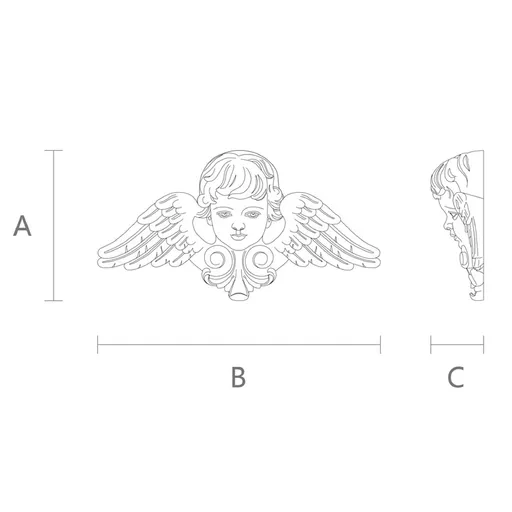 M-013 Carved winged cherub wall decor from beech - 1