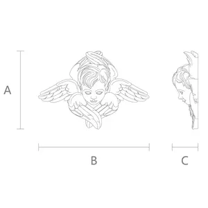 M-016 Carved applique of a winged cherub angel head from oak