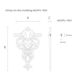 Decorative furniture appliques for kitchen cabinets from beech