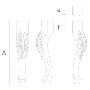 Cabriole curved wooden table legs with acanthus leaf oak - 1