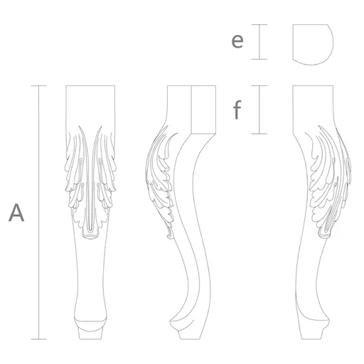 Cabriole curved wooden table legs with acanthus leaf oak - 1
