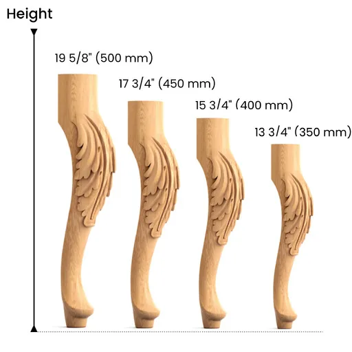 Cabriole curved wooden table legs with acanthus leaf oak - 2