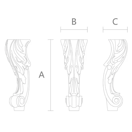 MN-019 Queen Anne furniture legs from oak