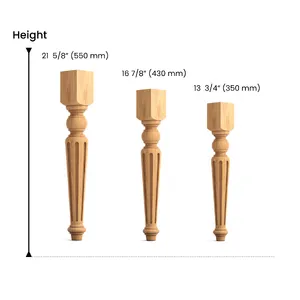 MN-030 Tapered fluted table legs with square top oak - 3