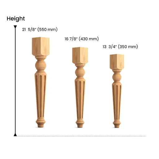 MN-030 Tapered fluted table legs with square top oak - 3