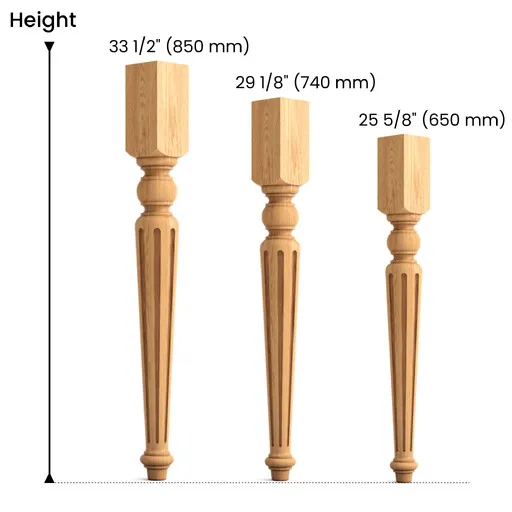 wooden table leg with flutes in interior design