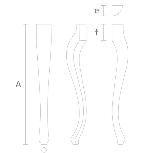Curved Queen Anne table legs quiet from hardwood