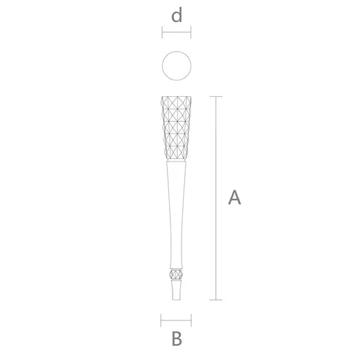 Tapered unique table legs with faceted top and arrow foot from beech