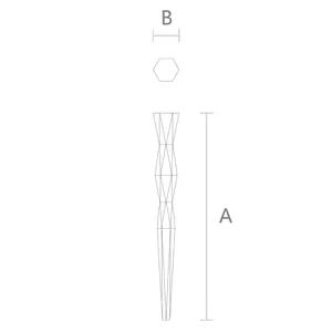 Faceted unique dining table legs geometric shape from oak