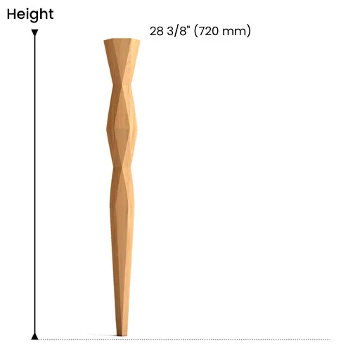 Unique dining table legs faceted from beech