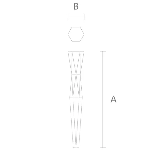 Minimalistic faceted decorative table legs with slim waist from oak