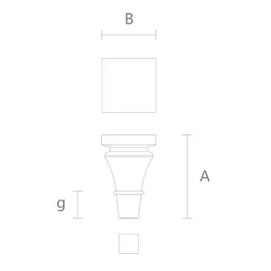 Pedestal furniture feet with golden tips from solid wood