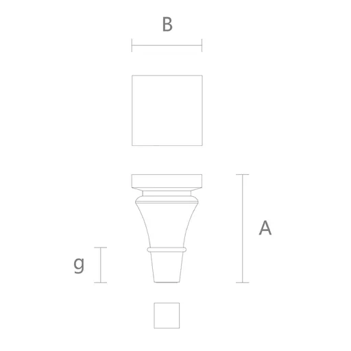 Pedestal furniture feet with golden tips from solid wood