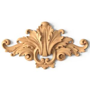 Traditional Wood Center Onlay with Acanthus Leaves &amp; Scrolls