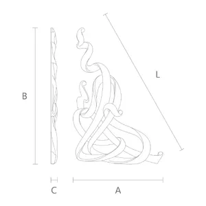 N-004L medium Abstract Fluid Ribbon Wood Corner Onlay