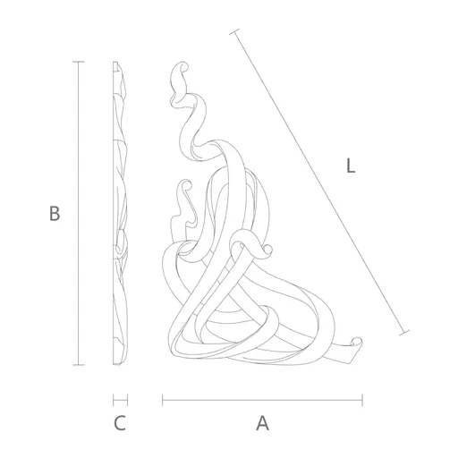 N-004L medium Abstract Fluid Ribbon Wood Corner Onlay