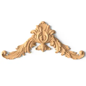 Classic Acanthus Wood Pediment with Drop Motif - Up to 13"
