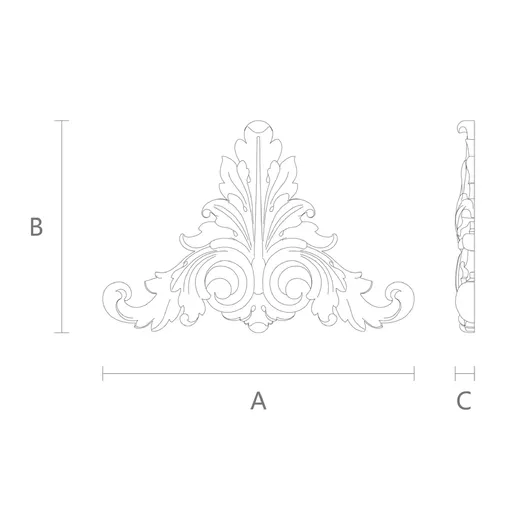 Oak triangular pediment with acanthus leaves
