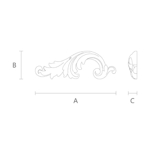 medium corner decorative leaf wood applique 
