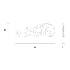 small corner carved scroll oak applique 