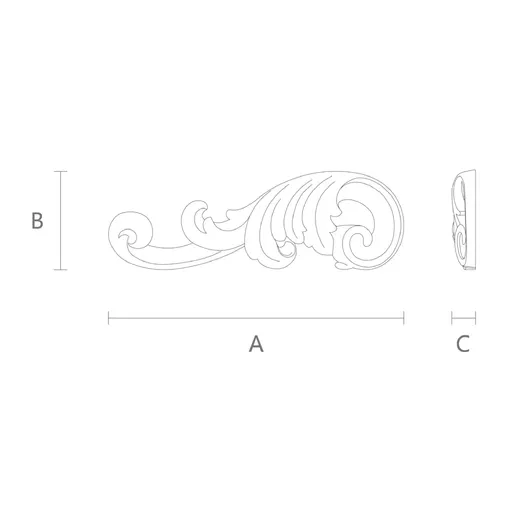 small corner carved scroll oak applique 