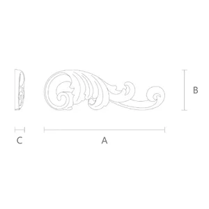 small corner hand carved leaf wood carving applique 