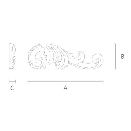 small corner hand carved leaf wood carving applique 