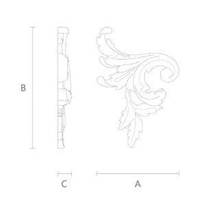N-016L oak Scroll Onlay with Acanthus Leaves